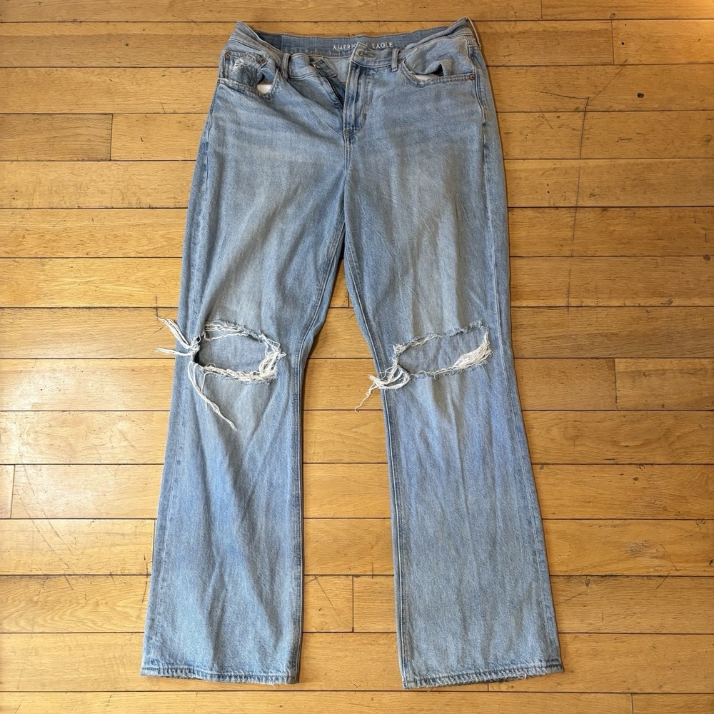 American Eagle Women 90s Bootcut Jeans High Rise Flare Distressed Size 10 Reg